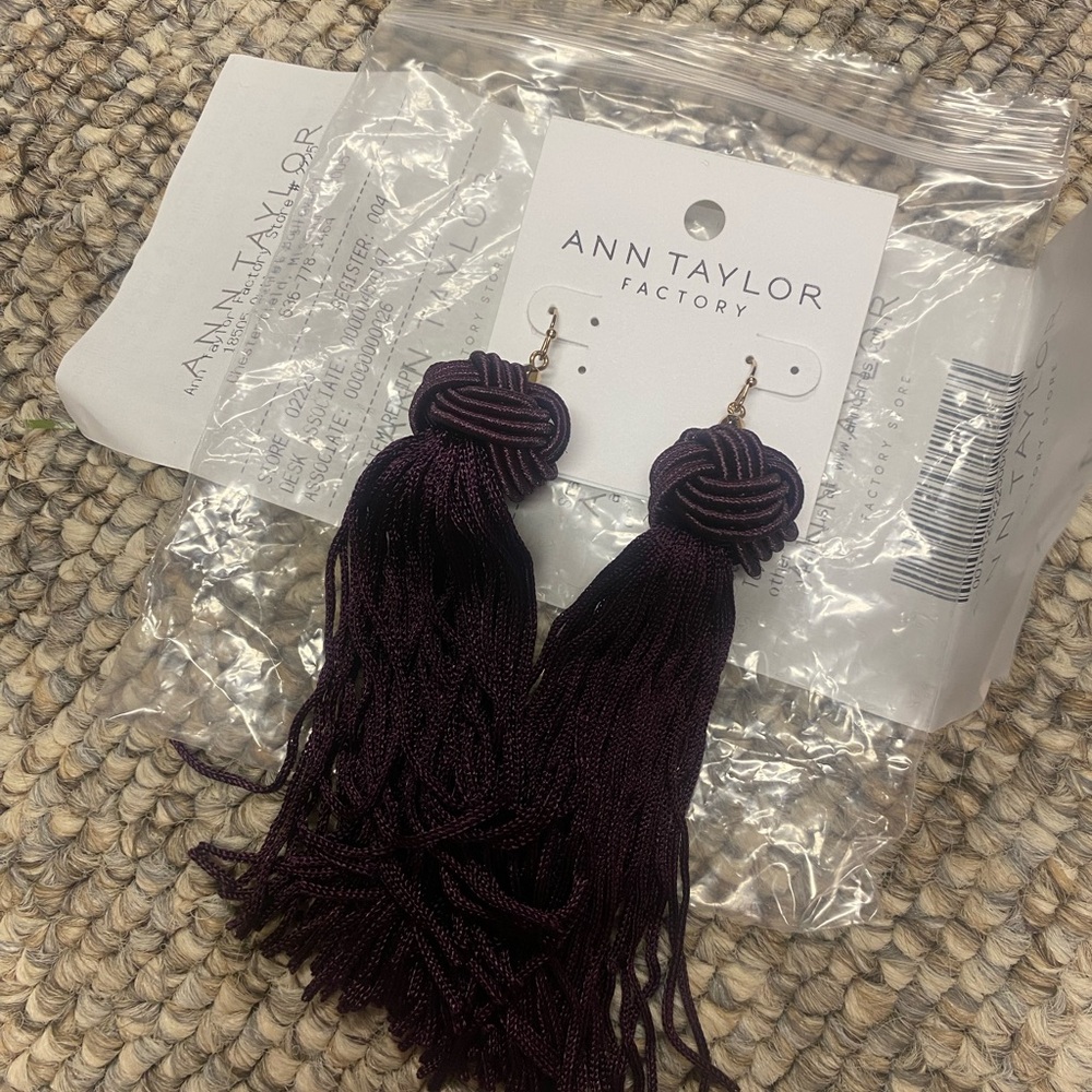Ann Taylor Dark Purple Tassel Earrings